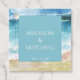 Etiquetas Para Lembrancinhas Casamento no Destino da Praia com Aquarela