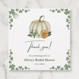 Etiquetas Para Lembrancinhas Casamento no Outono com Vegetação e Abóbora Chá de