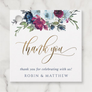 Etiquetas Para Lembrancinhas Casamento (ou Outro) Berry Blue e Burgundy Floral
