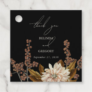 Etiquetas Para Lembrancinhas Casamento outono de Aquarela Floral Preta