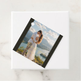 Etiquetas Para Lembrancinhas Casamento personalizado com bolinhas pretas e dour