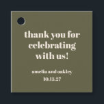 Etiquetas Para Lembrancinhas Casamento Personalizado Da Queda De Oliva Negra Ob<br><div class="desc">Bold Minimalist Olive Fall Retro Simple Custom Wedding (Casamento Personalizado Simples) Obrigado Tags Favoritos</div>