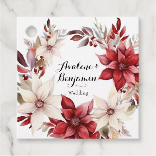 Etiquetas Para Lembrancinhas Casamento por Aquarela de Poinsettia Vermelha e Br