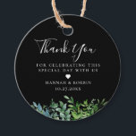 Etiquetas Para Lembrancinhas Casamento Preto com Vegetação Botânica Moderna<br><div class="desc">Arranjo elegante de vegetação botânica em aquarela,  etiquetas de agradecimento. A etiqueta apresenta fundos de cor preta sólida e texto branco.</div>