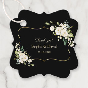 Etiquetas Para Lembrancinhas Casamento Preto Dourado Floral Branco de Água