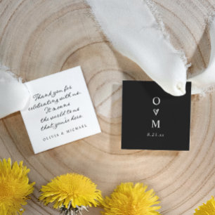 Etiquetas Para Lembrancinhas Casamento Preto e Branco com Escrita Simples Moder