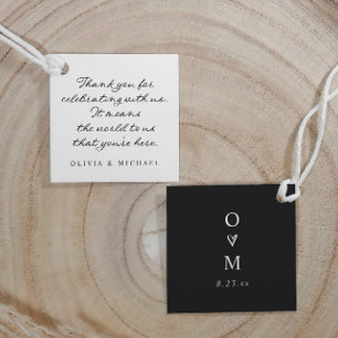 Etiquetas Para Lembrancinhas Casamento Preto e Branco com Escrita Simples Moder