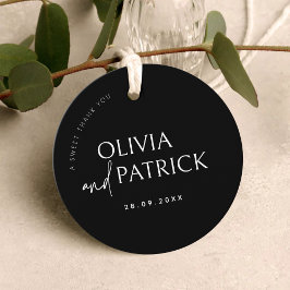 Etiquetas Para Lembrancinhas Casamento Preto e Branco Simples Moderno Minimalis