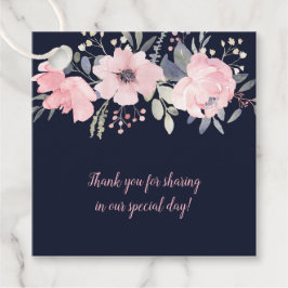 Etiquetas Para Lembrancinhas Casamento Quadrado Floral Rosa e Marinho |