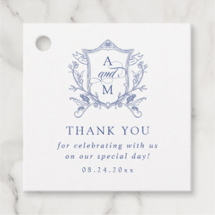 Etiquetas Para Lembrancinhas Casamento Real Blue Vintage Crest Obrigado