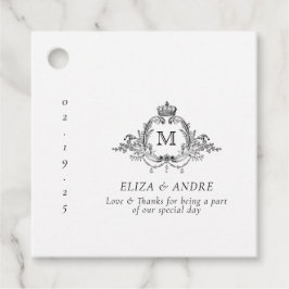 Etiquetas Para Lembrancinhas Casamento Real Crest Elegante Wreath Monograma
