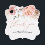 Etiquetas Para Lembrancinhas Casamento Rosa Floral Pampas Grass Obrigado<br><div class="desc">Ava-pampas e flores cor-de-rosa - etiquetas de favorecimento exóticas</div>