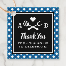 Etiquetas Para Lembrancinhas Casamento Rustic Blue Gingham CHURRASCO Obrigado