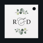 Etiquetas Para Lembrancinhas Casamento Rustic Greenery Monograma Obrigado<br><div class="desc">Projetado para coordenar com nossa Coleção Boho Greenery,  essa etiqueta personalizável,  apresenta ramificações de aquarela com texto gráfico caligráfico,  pareado com uma serifa de classe em preto. Itens correspondentes disponíveis.</div>