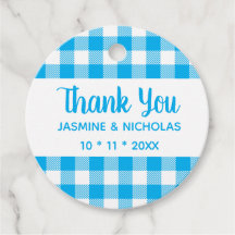 Casamento Rustic Xadrez Blue Gingham Obrigado