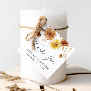 Etiquetas Para Lembrancinhas Casamento Rústico de Outono com Girassóis e Flores