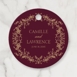 Etiquetas Para Lembrancinhas Casamento Toile Floral Moldura Champagne Borgonha