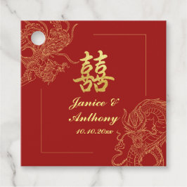 Etiquetas Para Lembrancinhas Casamento Tradicional Chinês Vermelho de Phoenix D