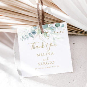 Etiquetas Para Lembrancinhas Casamento Verde Eucalyptus Dourado Obrigado Etique