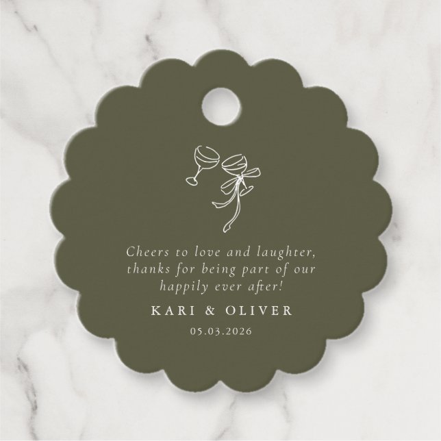 Etiquetas Para Lembrancinhas Casamento Verde-Oliva HEIDI (Frente)