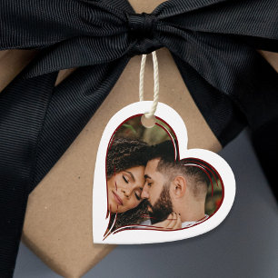 Etiquetas Para Lembrancinhas Casamento Vermelho e Branco com Foto do Coração
