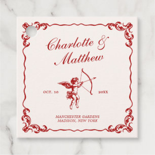 Etiquetas Para Lembrancinhas Casamento vintage Vermelho de Seta Cupido