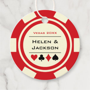 Etiquetas Para Lembrancinhas Casino Poker Chip Red e Ivory Wedding