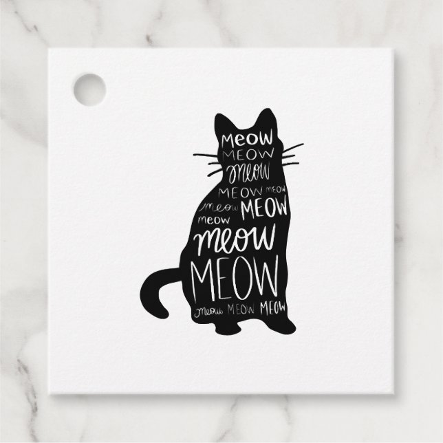 Etiquetas Para Lembrancinhas Cat Silhouette Meow (Frente)