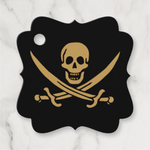 Etiquetas Para Lembrancinhas Caveira e Cutelo de Ouro Azteca Pirata Calico Jack