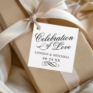 Etiquetas Para Lembrancinhas Celebração de Amor Monograma de Caligrafia Preta