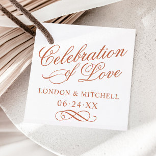 Etiquetas Para Lembrancinhas Celebração do Amor Casamento de Terracota Monogram