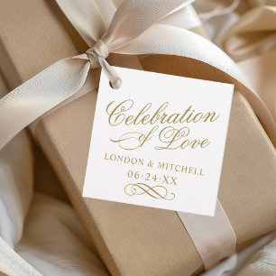 Etiquetas Para Lembrancinhas Celebração do Monograma Dourado Casamento Elegan