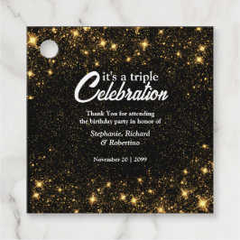 Etiquetas Para Lembrancinhas Celebração Tripla Aniversário Conjunto Dourado Pre