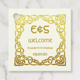 Etiquetas Para Lembrancinhas Celtic Faux Dourado Knot sobre o casamento de marf