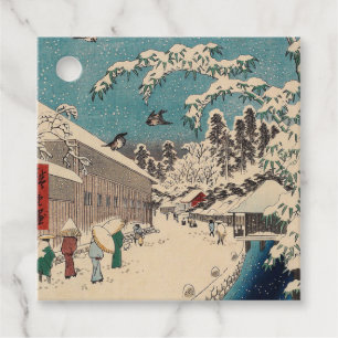 Etiquetas Para Lembrancinhas Cena de inverno de Hiroshige Japão ukiyo-e antiga