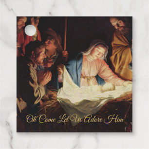 Etiquetas Para Lembrancinhas Cena de Natal Religiosa Cena Dourada
