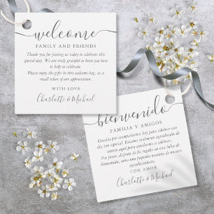 Etiquetas Para Lembrancinhas Cesta de Boas-vindas de Casamento com 2 Idiomas em