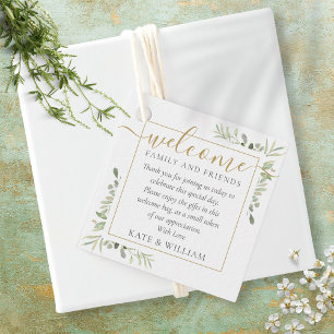 Etiquetas Para Lembrancinhas Cesta de Boas-Vindas de Casamento com Folhagens