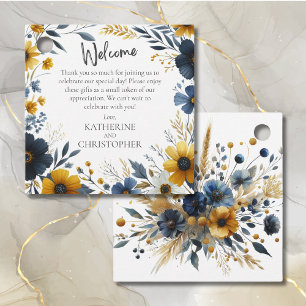 Etiquetas Para Lembrancinhas Cesta de Presente do Casamento de Flor Amarelo Azu