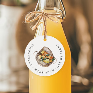 Etiquetas Para Lembrancinhas Cesta Rústica de Limão Limoncello Personalizado