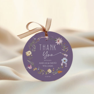Etiquetas Para Lembrancinhas Chá de Bebê de Flor Silvestre Boho Roxo Suave Obri