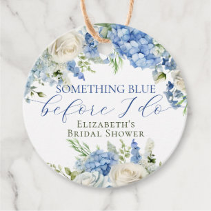 Etiquetas Para Lembrancinhas Chá de Bebê de Noiva Elegante Hydrangea Azul