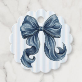 Etiquetas Para Lembrancinhas Chá de Bebê Elegante com Laço Listrado Azul