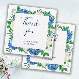 Etiquetas Para Lembrancinhas Chá de Bebê Elegante Hortênsia Azul Obrigado