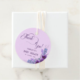 Etiquetas Para Lembrancinhas Chá de Bebê Flor Roxa Aquarela Elegante