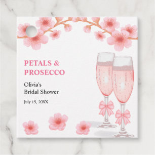Etiquetas Para Lembrancinhas Chá de Bebê Floral com Laço Rosa e Prosecco