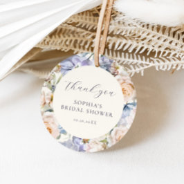 Etiquetas Para Lembrancinhas Chá de Bebê Floral Creme Azul Empoeirado