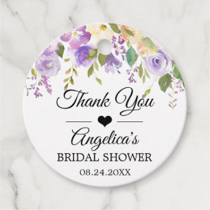 Etiquetas Para Lembrancinhas Chá de Bebê Floral Lavanda Roxo Aquarela