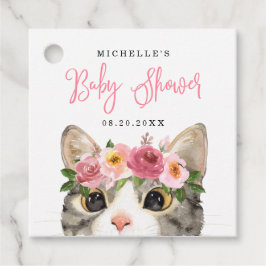 Etiquetas Para Lembrancinhas Chá de Bebê Menina Gatinha Aquarela Doce