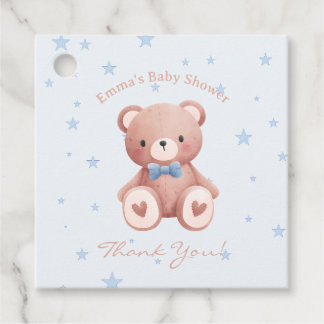 Etiquetas Para Lembrancinhas Chá de Bebê Menino Urso de Pelúcia - Estrelas Azul